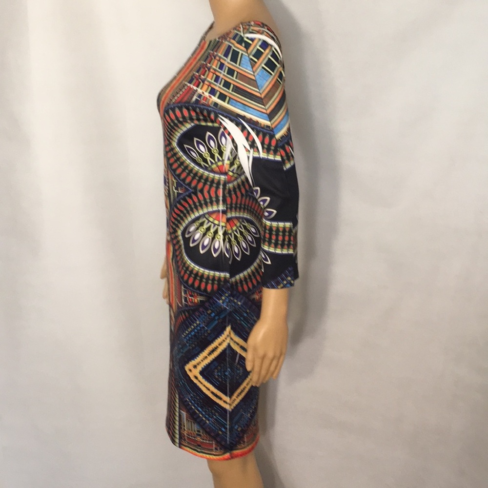 Colorful Tribal Print Bodycon Low-Back Dress - Picture 10 of 16